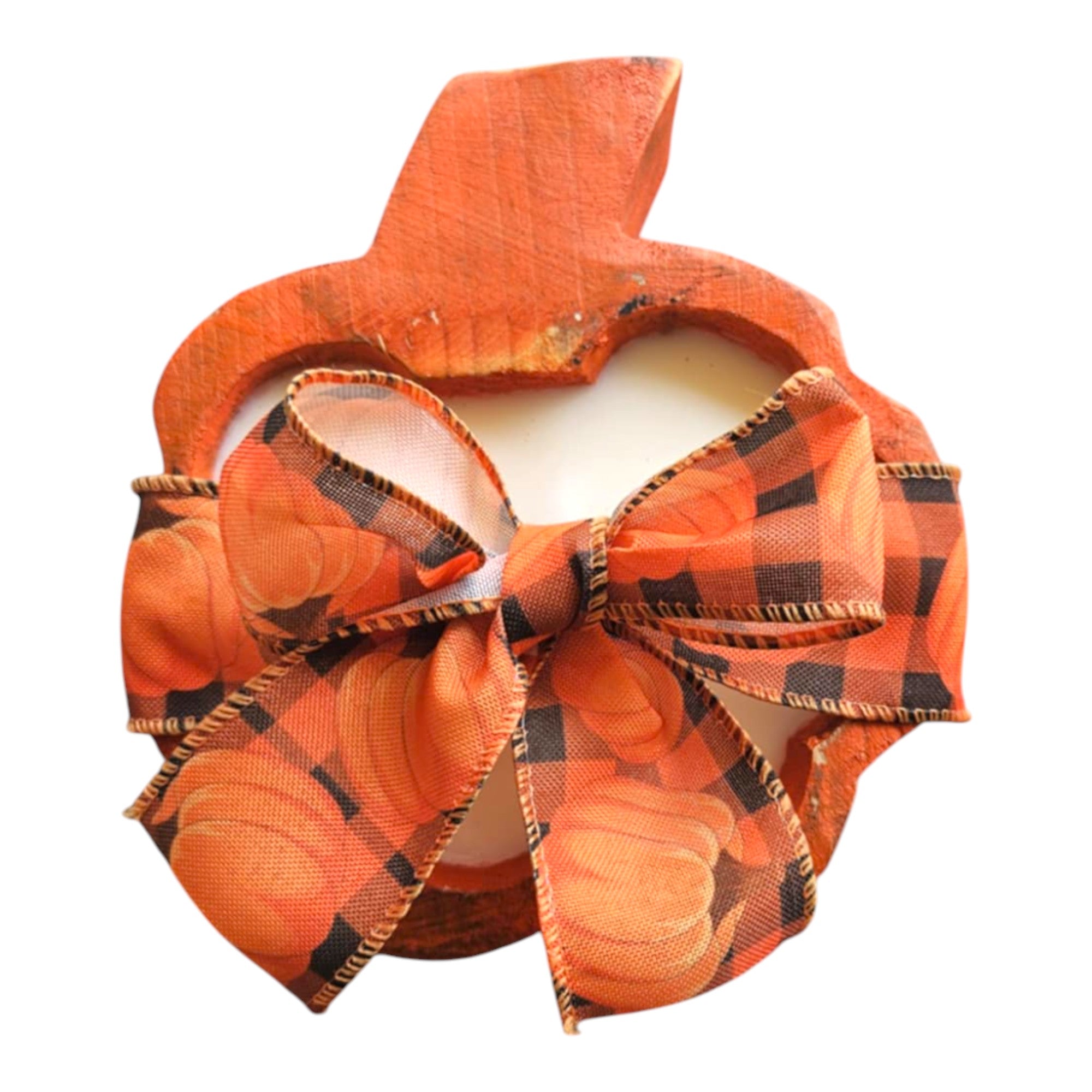 Pumpkin Wooden Dough Bowl Candle