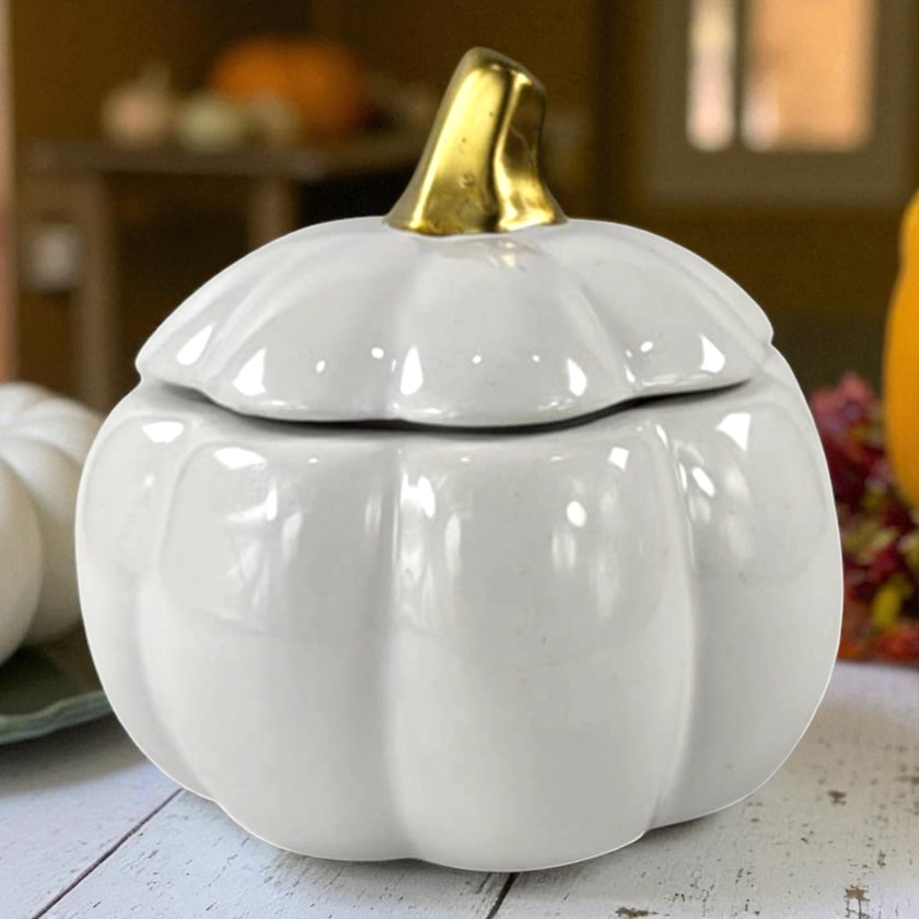 Pumpkin Glass  Glazed Trinket Candle