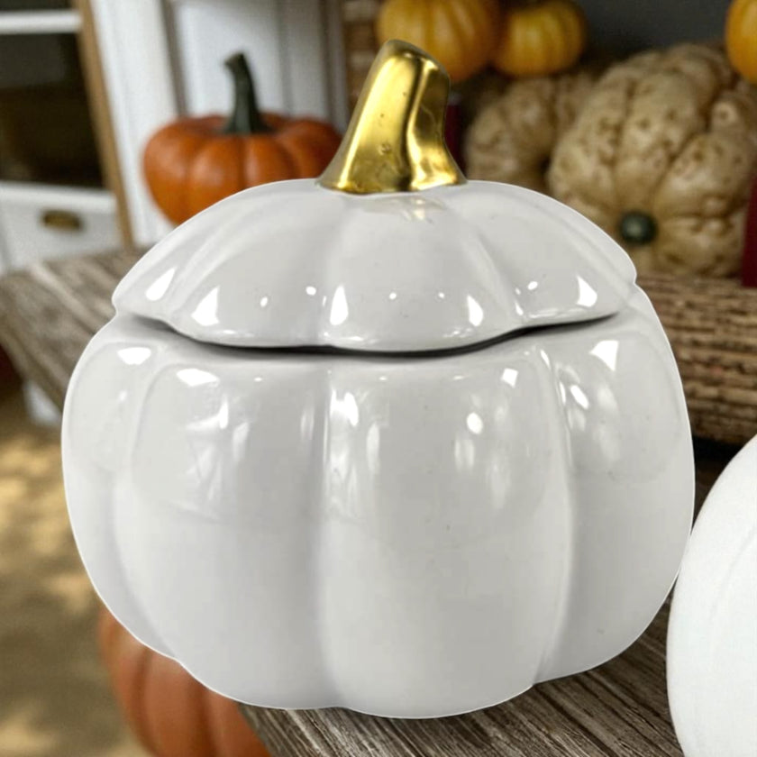 Pumpkin Glass  Glazed Trinket Candle