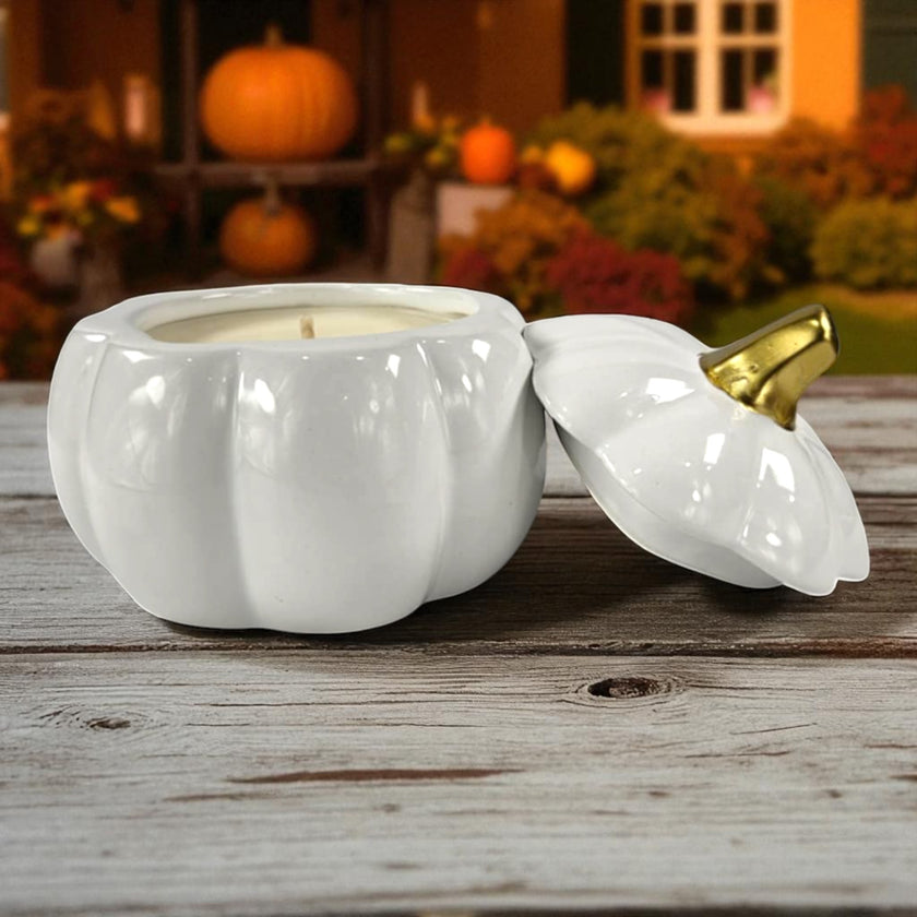 Pumpkin Glass  Glazed Trinket Candle