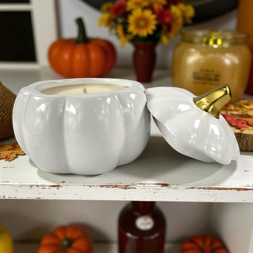 Pumpkin Glass  Glazed Trinket Candle