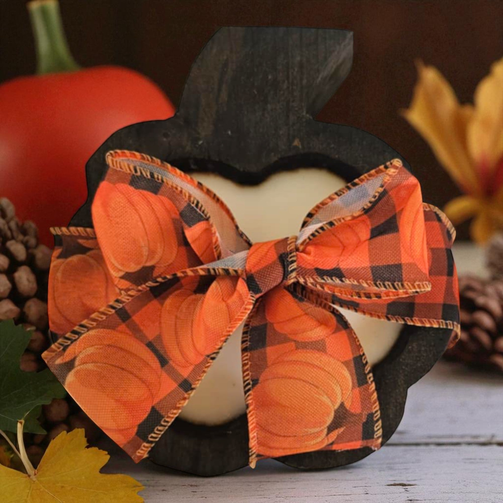 Pumpkin Wooden Dough Bowl Candle