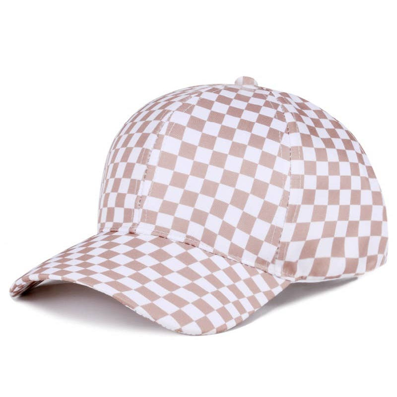Checkered Pattern Print Baseball Cap
