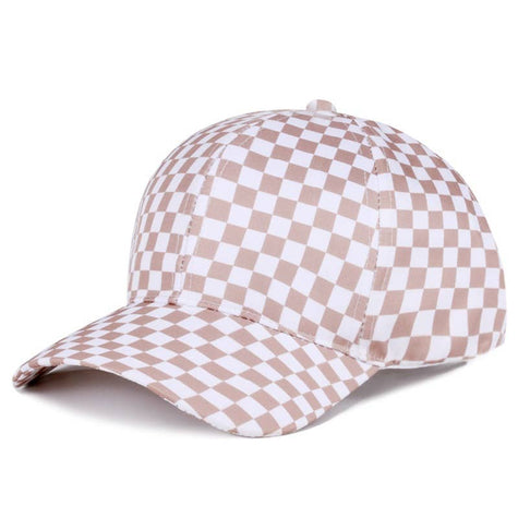 Checkered Pattern Print Baseball Cap