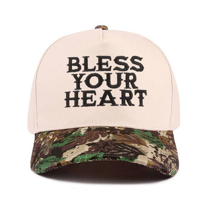 Bless Your Heart Two-Tone Canvas Cotton Cap (Camo)