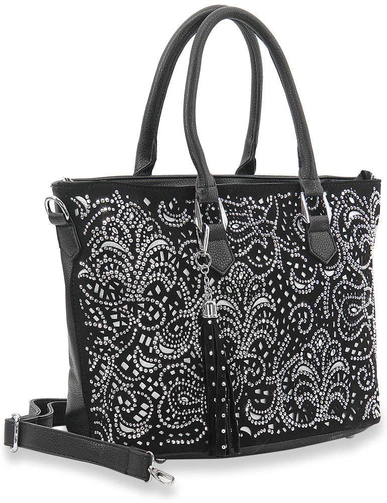Sparkling Black Layered Rhinestone Handbag