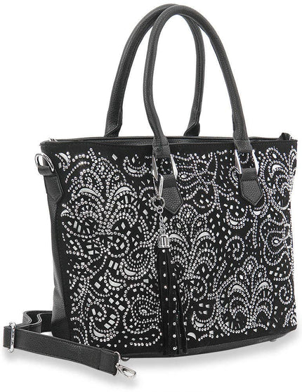 Sparkling Black Layered Rhinestone Handbag