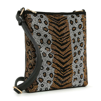 Wild Rhinestone Animal Print Crossbody Bag