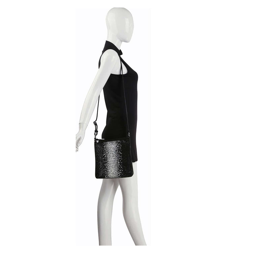 Black Starlight Rhinestone Crossbody Handbag