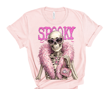 Spooky Skeleton Blingy Rhinestone Graphic Tee