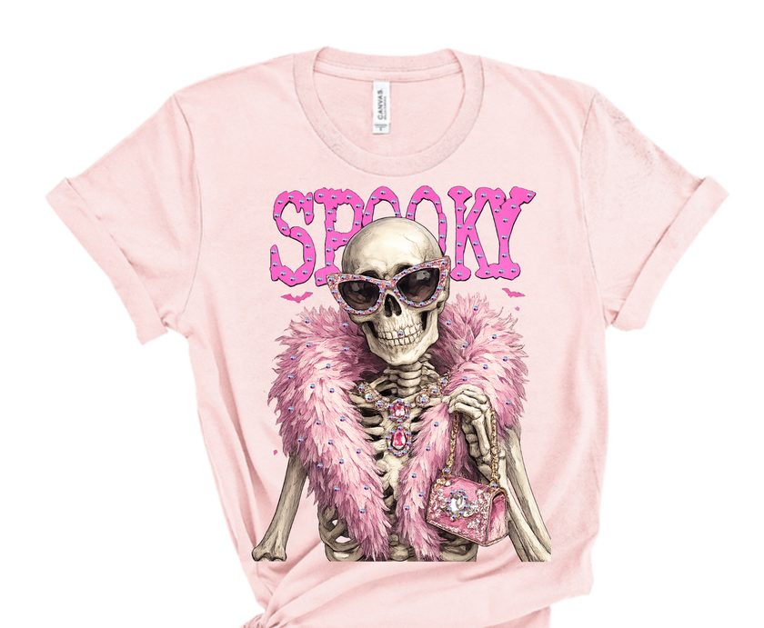 Spooky Skeleton Blingy Rhinestone Graphic Tee