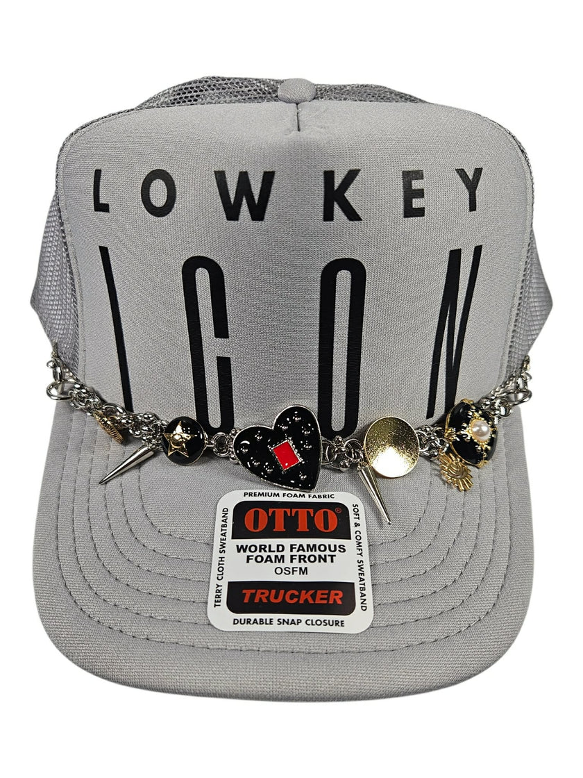 Lowkey Icon Silver Charm Trucker Hat