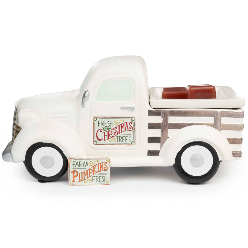 White Truck  Fragrance and Wax Warmer with Two Holiday Signs