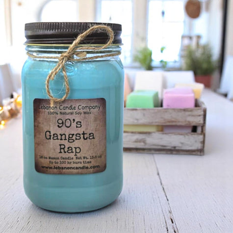 90's Gangsta Rap Candle, 16.5oz Mason Jar, 100hr Burn - Hand-Poured Soy Wax