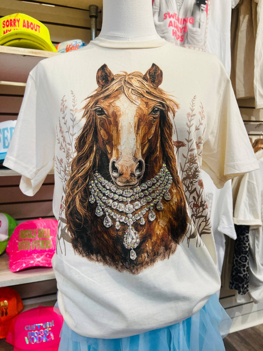 Wild & Free Horse Crystal Embellished Tee