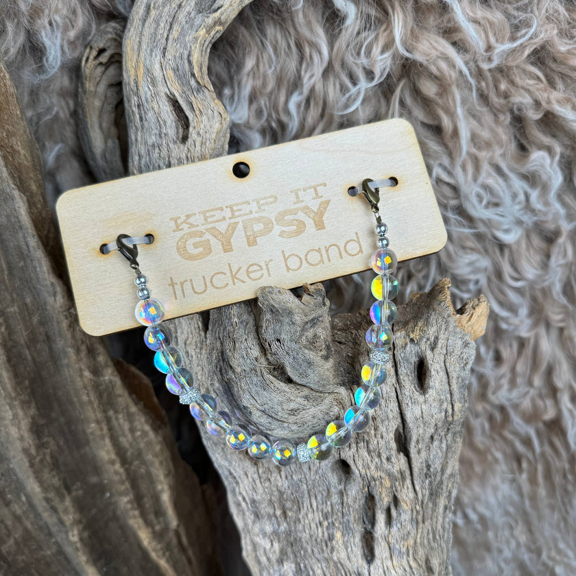 Iridescent Clear Beaded Hat Band