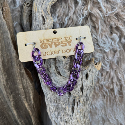 Purple Metallic Chunky Chain Hat Band