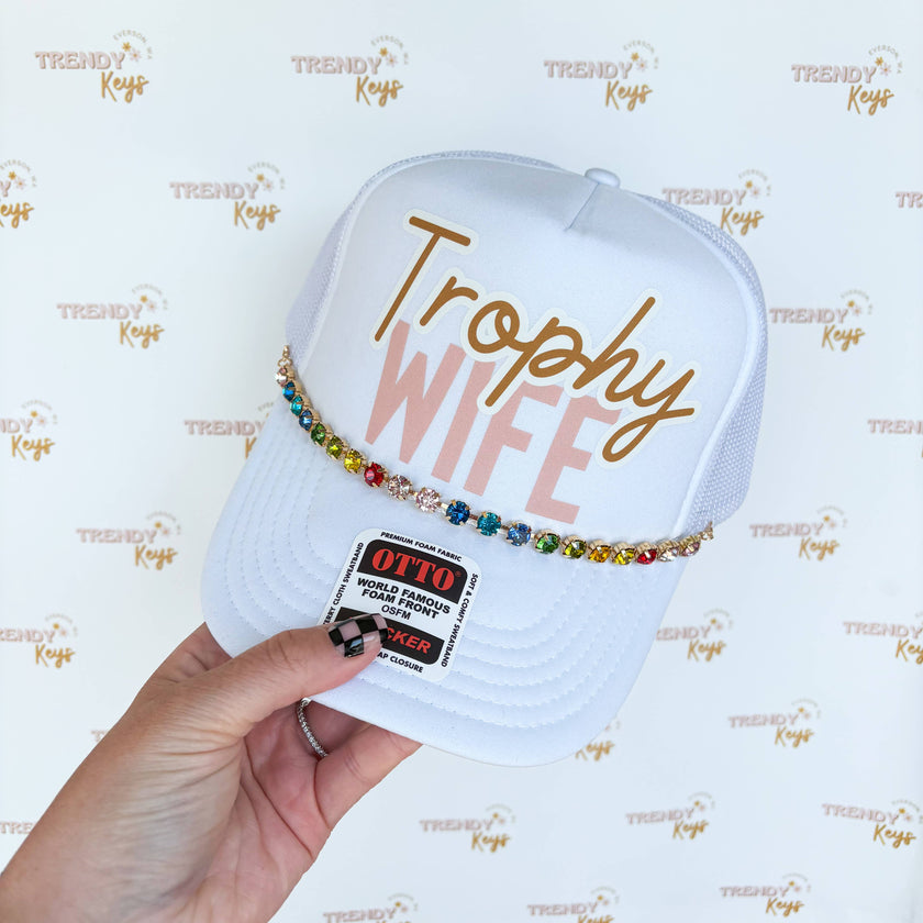 Trophy Wife Graphic Trucker Hat with Chain