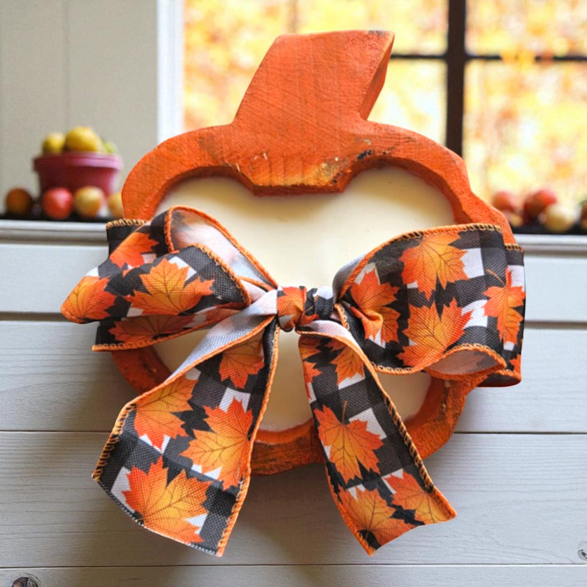 Pumpkin Wooden Dough Bowl Candle