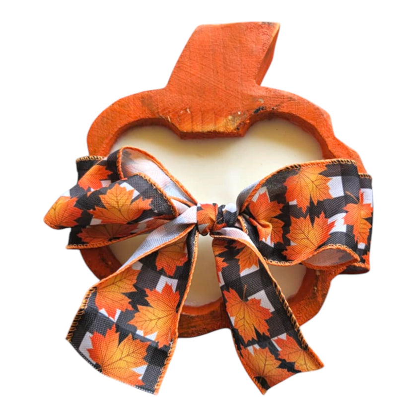 Pumpkin Wooden Dough Bowl Candle