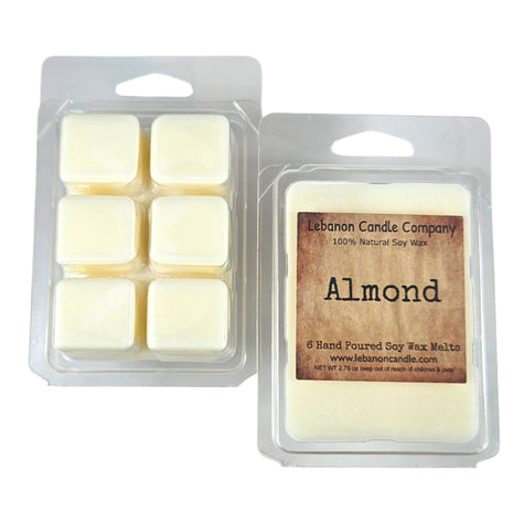 Almond Wax Melt , Scented Soy, Non-Toxic, Highly Scented, Handmade in The USA, 6 Cube Melt, Natural Soy Wax, Long Lasting Scent