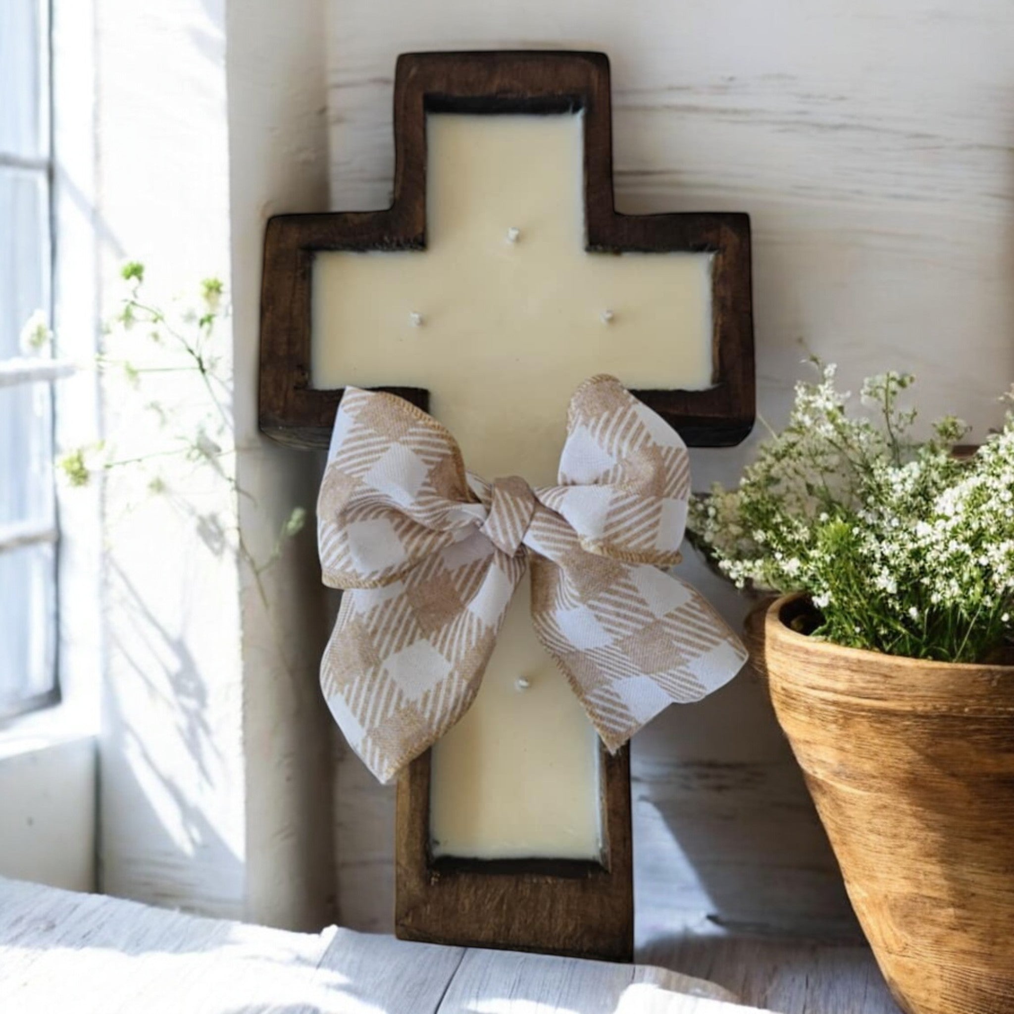 Crazy Busy Mama Exclusive Tropical Sunrise Scented Wooden Cross Dough Bowl Candle