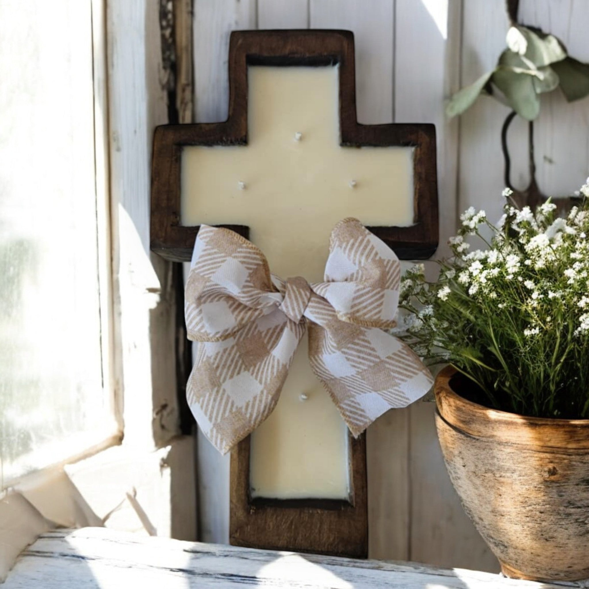 Crazy Busy Mama Exclusive Tropical Sunrise Scented Wooden Cross Dough Bowl Candle