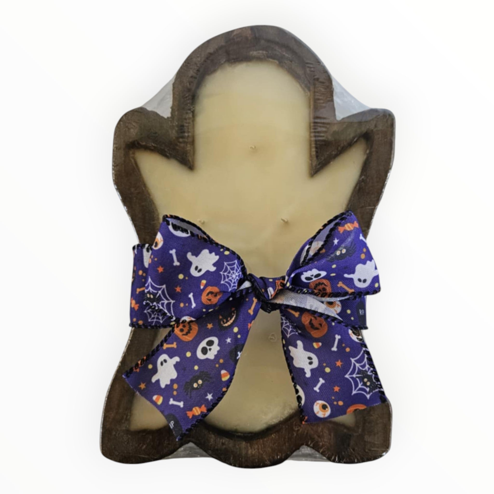 Ghost Wooden Dough Bowl Candle