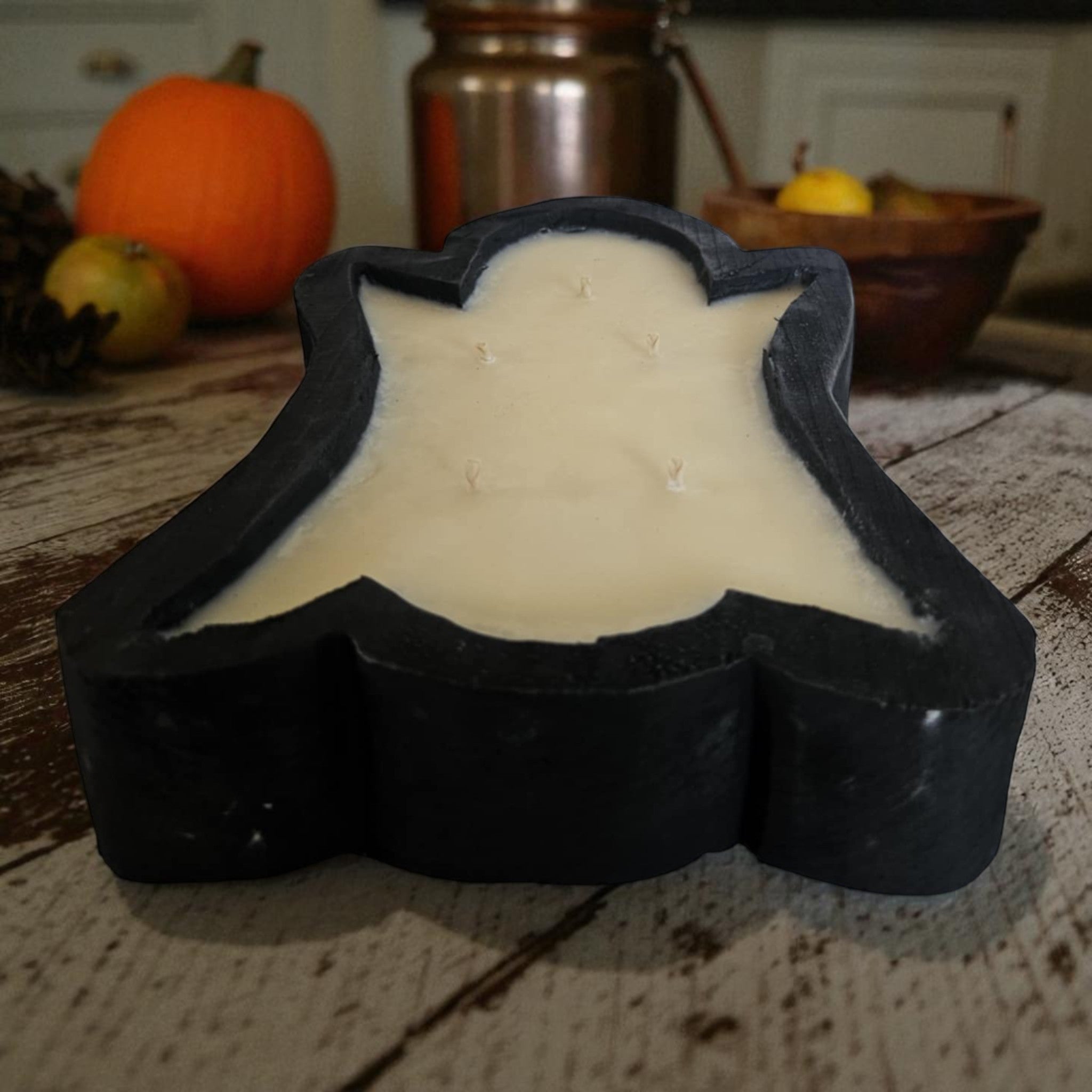 Ghost Wooden Dough Bowl Candle