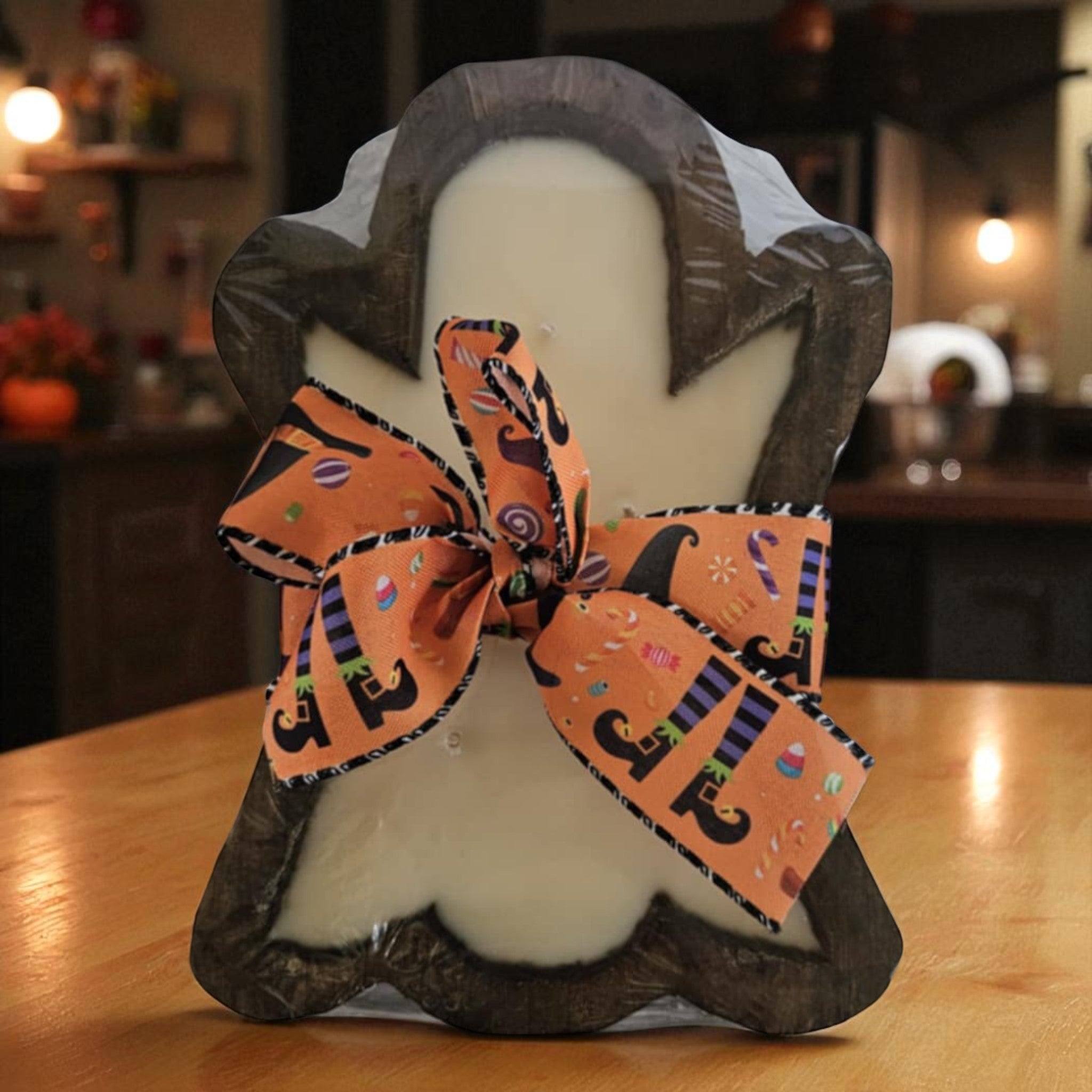Ghost Wooden Dough Bowl Candle