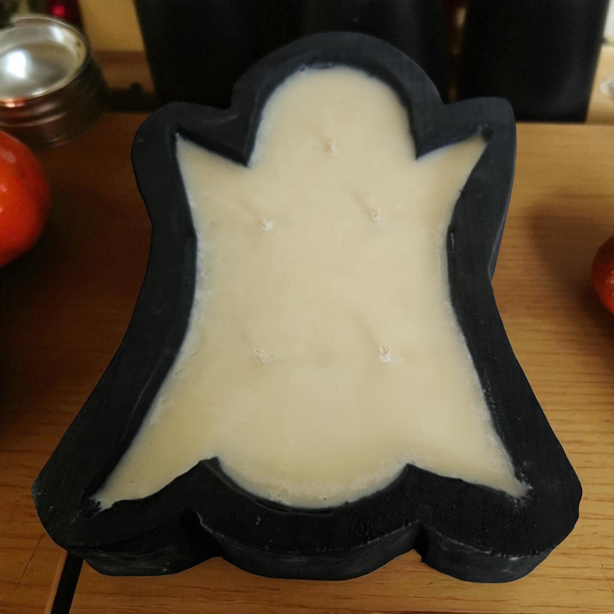 Ghost Wooden Dough Bowl Candle