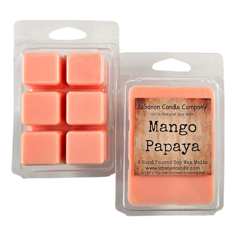 Mango Papaya Wax Melt , Scented Soy, Non-Toxic, Highly Scented, Handmade in The USA, 6 Cube Melt, Natural Soy Wax, Long Lasting Scent
