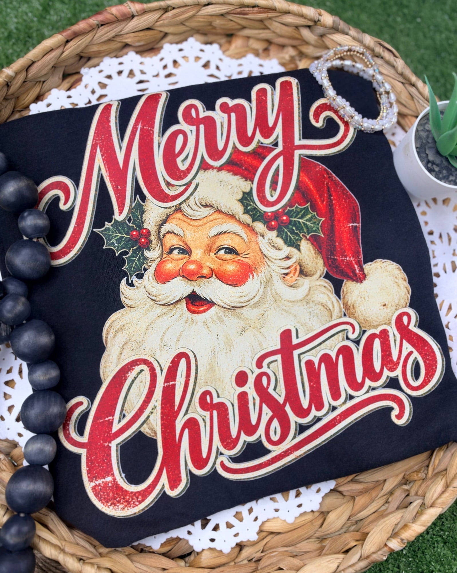Vintage Merry Christmas Santa Graphic Tee