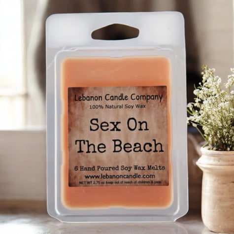 Sex on the Beach Wax Melt , Scented Soy, Non-Toxic, Highly Scented, Handmade in The USA, 6 Cube Melt, Natural Soy Wax, Long Lasting Scent