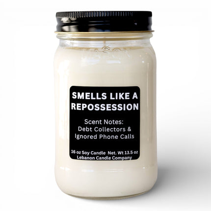 Smells Like a Repossession Funny Candle