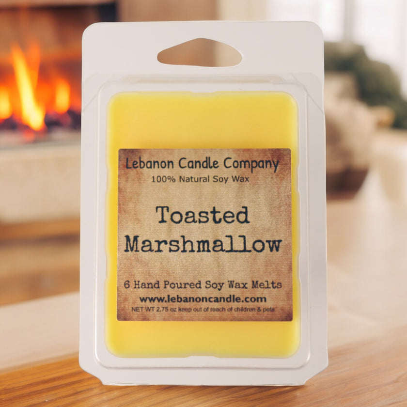 Toasted Marshmallow Wax Melt , Scented Soy, Non-Toxic, Highly Scented, Handmade in The USA, 6 Cube Melt, Natural Soy Wax, Long Lasting Scent