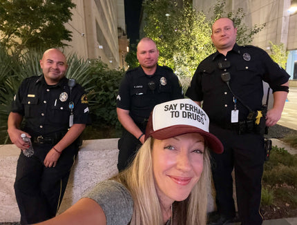Say Perhaps to Drugs Trucker Hat (Black & White)