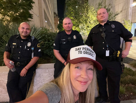 Say Perhaps to Drugs Trucker Hat (Black & White)