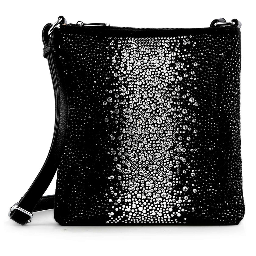 Black Starlight Rhinestone Crossbody Handbag