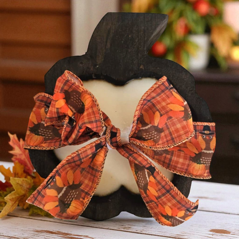 Pumpkin Wooden Dough Bowl Candle