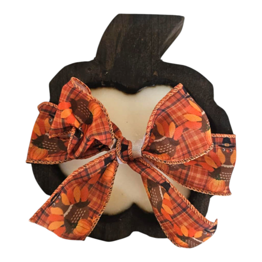 Pumpkin Wooden Dough Bowl Candle