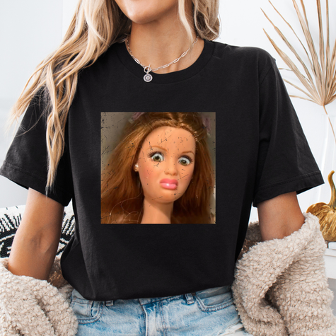Funny Vintage Doll Face Graphic Tee