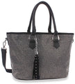 Black Pavé Rhinestone Structured Handbag