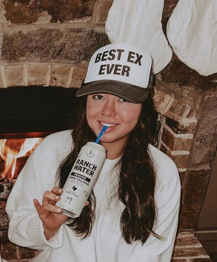 Best Ex Ever Trucker Hat (Black & White)
