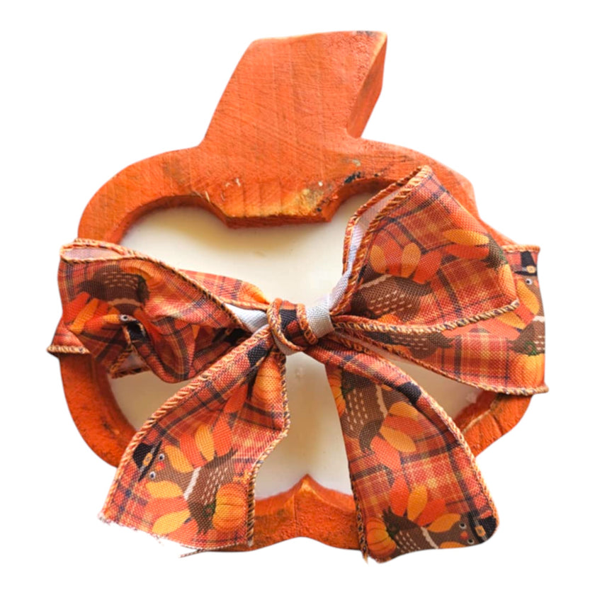 Pumpkin Wooden Dough Bowl Candle