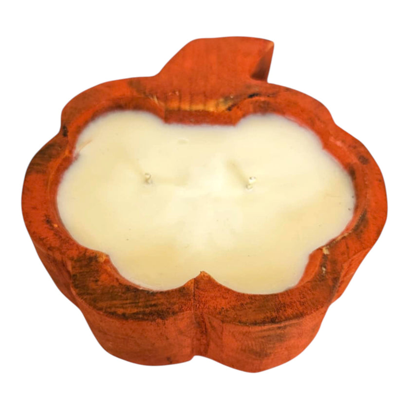 Pumpkin Wooden Dough Bowl Candle