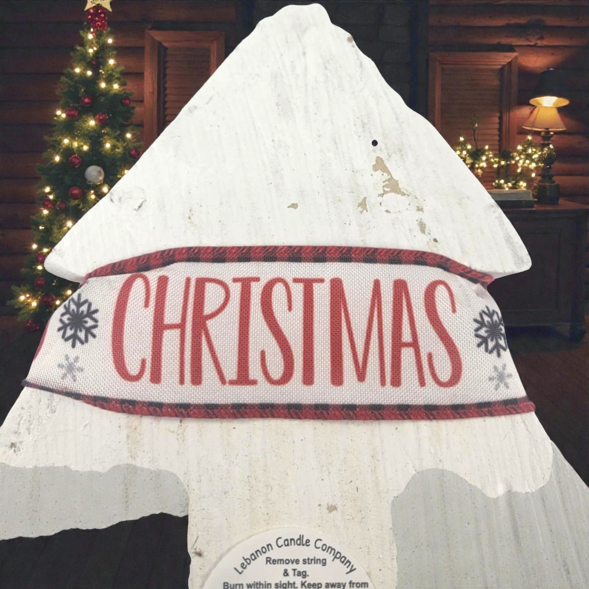 Rustic Christmas Tree Wooden Dough Bowl with Christmas Bow