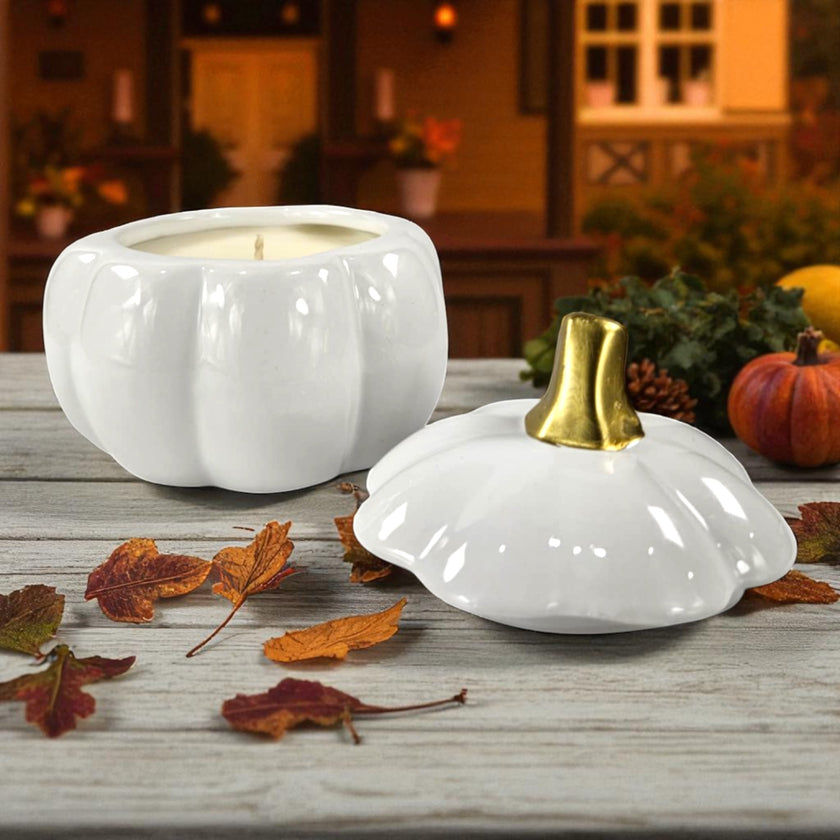 Pumpkin Glass  Glazed Trinket Candle