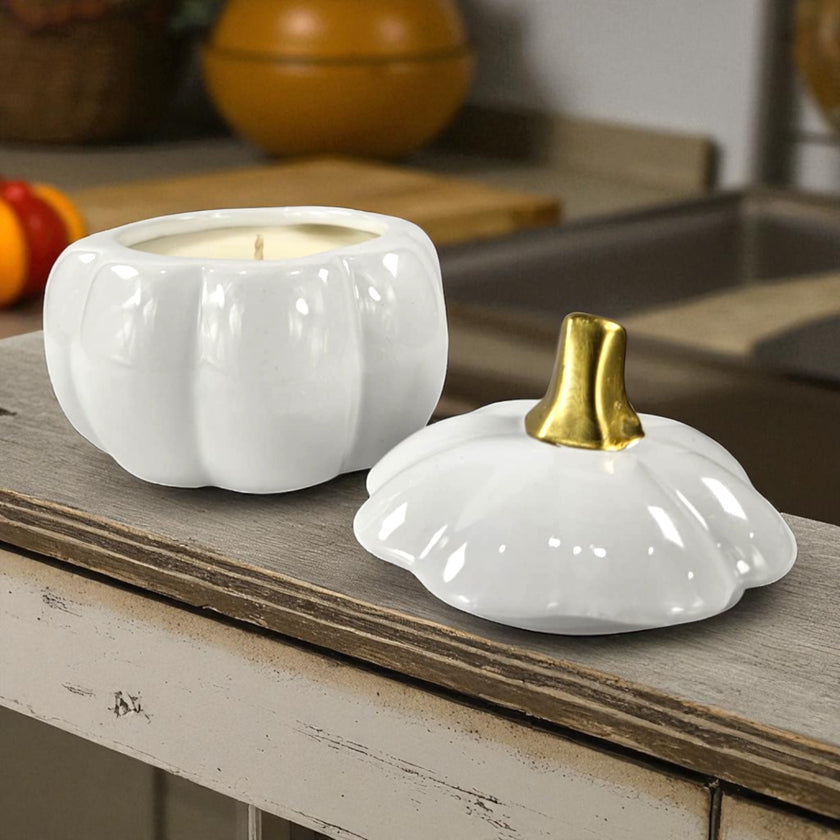 Pumpkin Glass  Glazed Trinket Candle