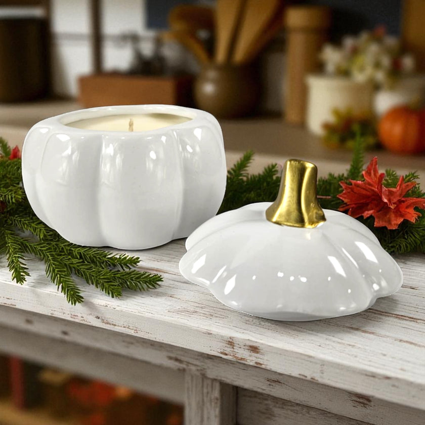 Pumpkin Glass  Glazed Trinket Candle